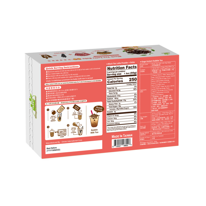 Instant Bubble Tea Kit - BLACK TEA (5 Servings) - Image 2